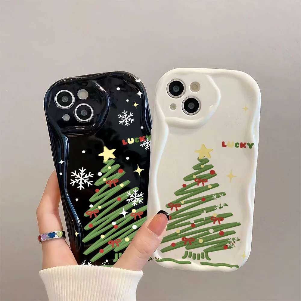 شجرة عيد الميلاد للصدمات جراب هاتف آيفون 17 16 15 14 13 12 11 برو Xs ماكس الهواء 16e 7 8 6 6s زائد XR SE 2020 2022 غطاء #2