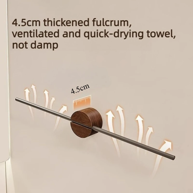 Stainless Steel Walnut Bathroom Towel Rack No Drill Wall Mounted Single Bar Luxury Space Saving Rust Proof Bathroom Accessories