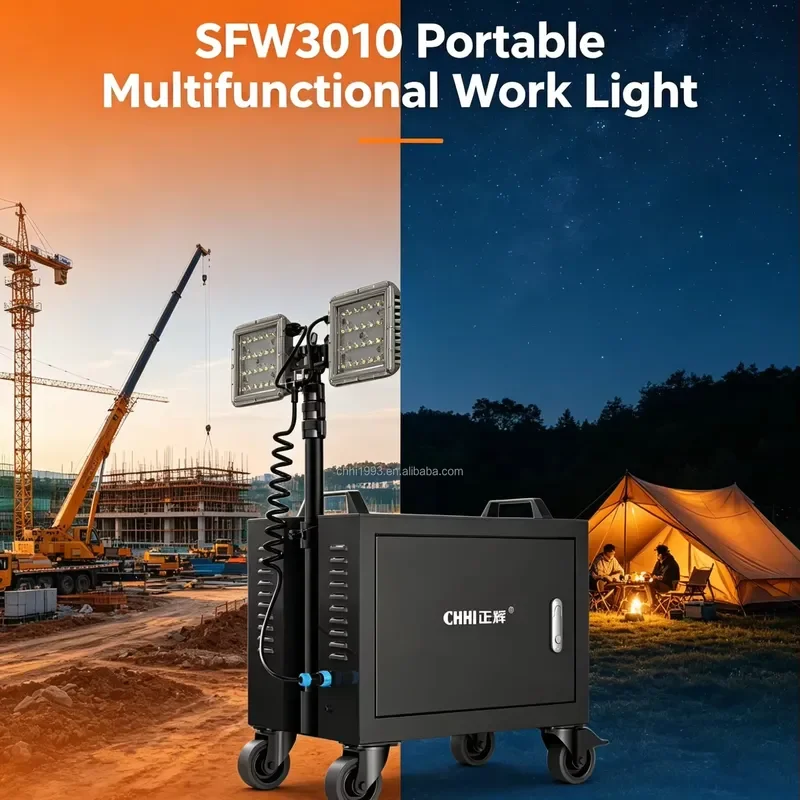 Mobile LED Floodlight Emergency Power Supply AC DC USB Type C Output 6000K Daylight Long Life Outdoor Portable Work Light