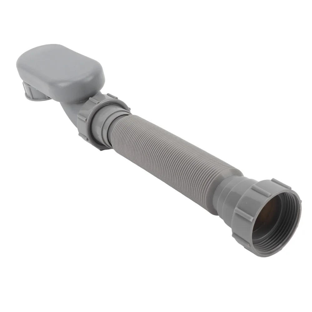 1 1/2 Inch Bathtub Drain Pipe Low Profile Flexible Drain Pipe Flat P Trap Grey Bath Drain Assembly Shower Drain Replacement