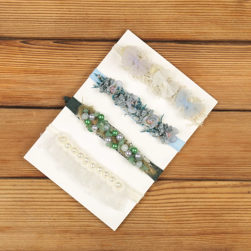 عصابات رأس للتصوير الفوتوغرافي لحديثي الولادة، عصابة شعر مصنوعة يدويًا على شكل زهور قابلة للتمدد، ربطات عنق للفتيات الصغيرات، دعائم تصوير لصور حديثي الولادة #1