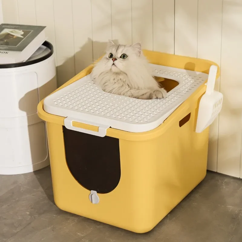 Fully enclosed cat litter box with lid lift type cat toilet pet odor proof toilet cat anti splash anti sand large toilet bowl