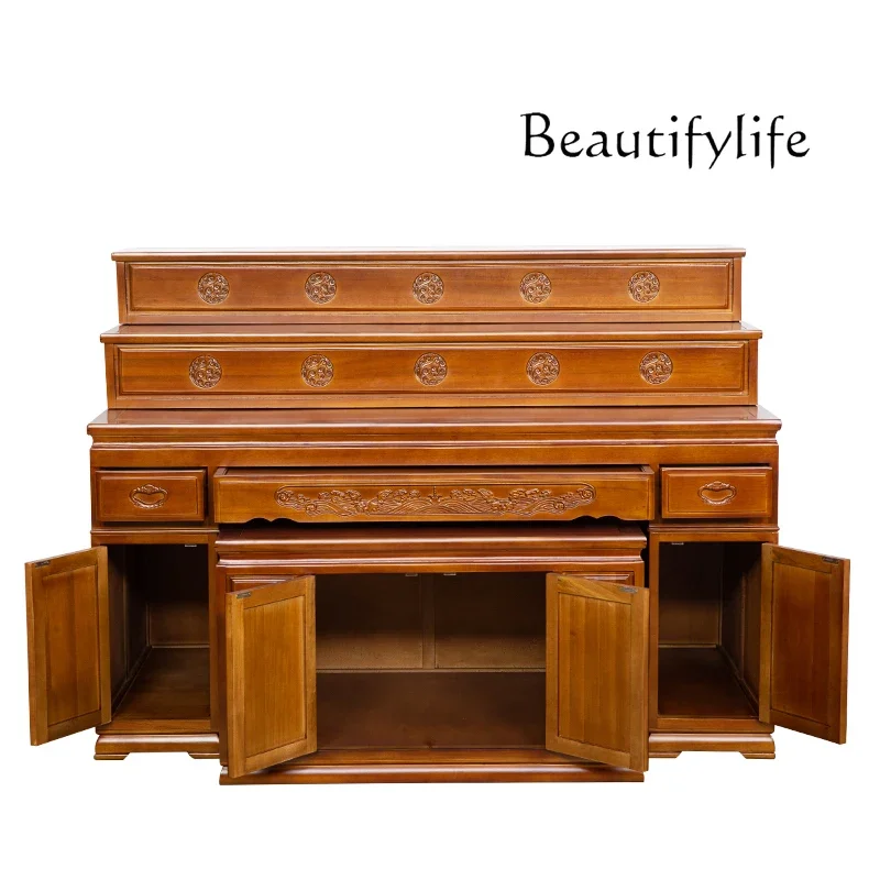 A Solid Wood Incense Table Household Shrine Three Layers Widened Buddha Cabinet Living Room New Chinese Style New
