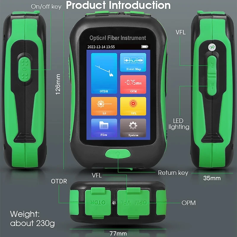 Imagem -05 - Mini Otdr Active Fiber Optical Test Tempo Otdr Reflectometer Built-in Opm Vfl Ols Mapa de Eventos Iluminação Led Aua16u 80km