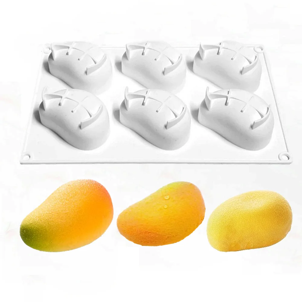 Moldes de silicona para pastel con diseño de mango 3D, utensilios para repostería para fiesta, molde para pastel de Mousse de fruta, herramientas para hornear postres de calidad alimentaria para cocina