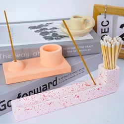 Incense Holder Silicone Mold DIY Handmade Candlestick Flowepot Molds Plaster Concrete Resin Match Swab Storage Base Craft Making