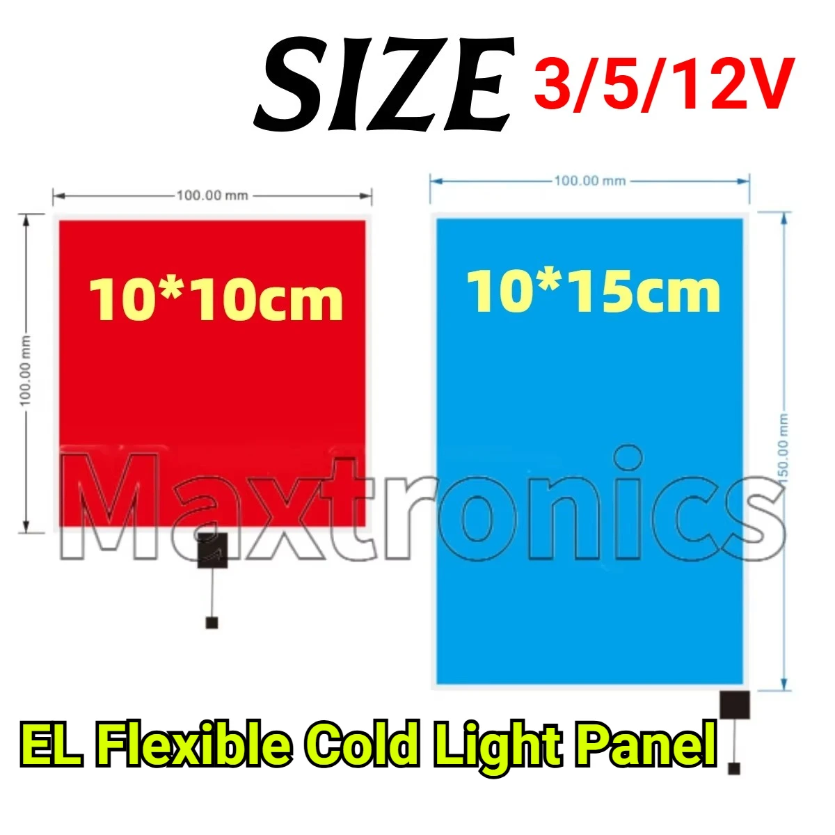 3/5/12V 5 x 5cm/10 x 10cm EL Flexible Cold Light Panel Chip Ultrathin Cuttable DIY Luminous Backlight Model Environmental Source