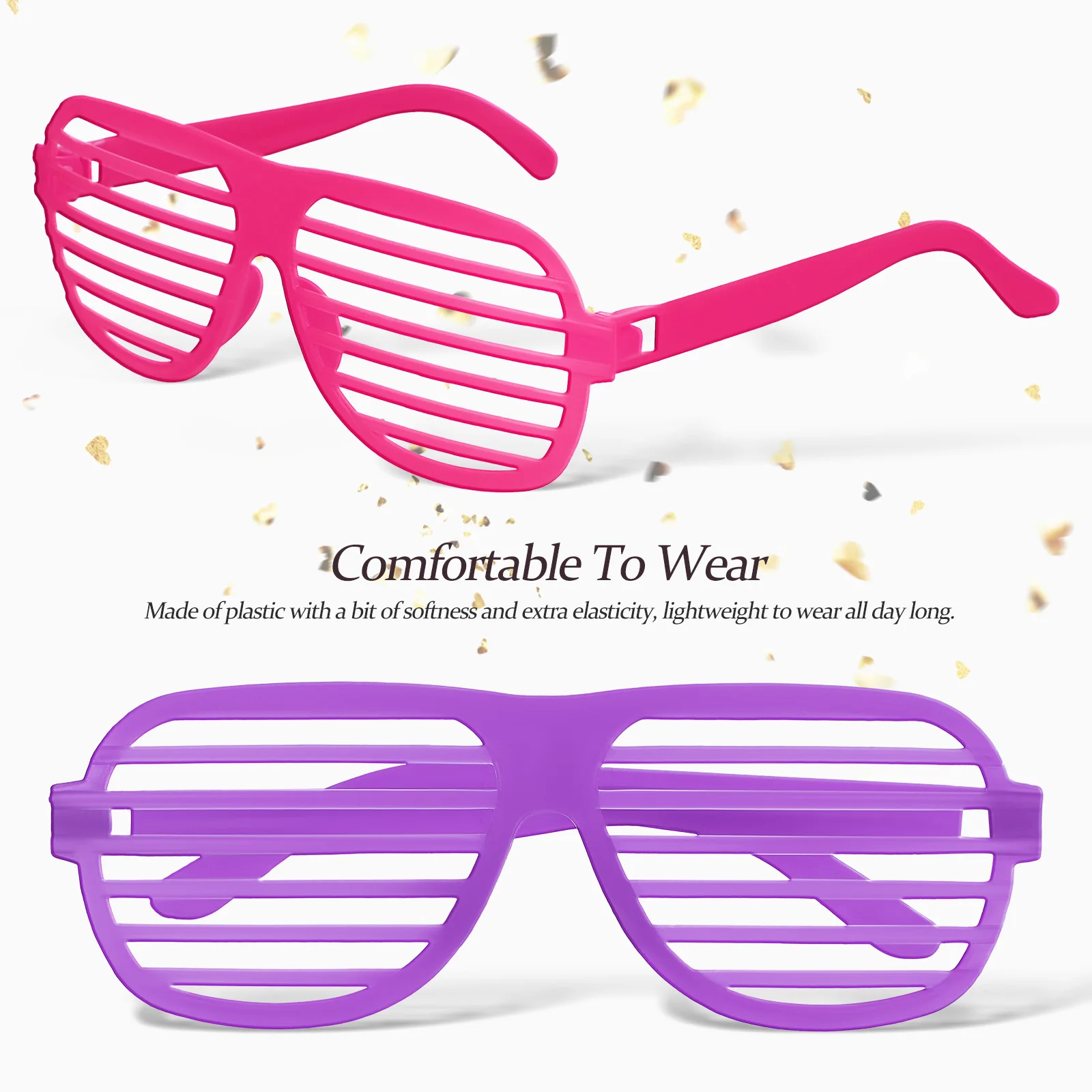 

18 Pcs Shutter Glasses Colorful Lightweight Plastic Frame UV Protection Festival Party Accessories Neon Round Shades