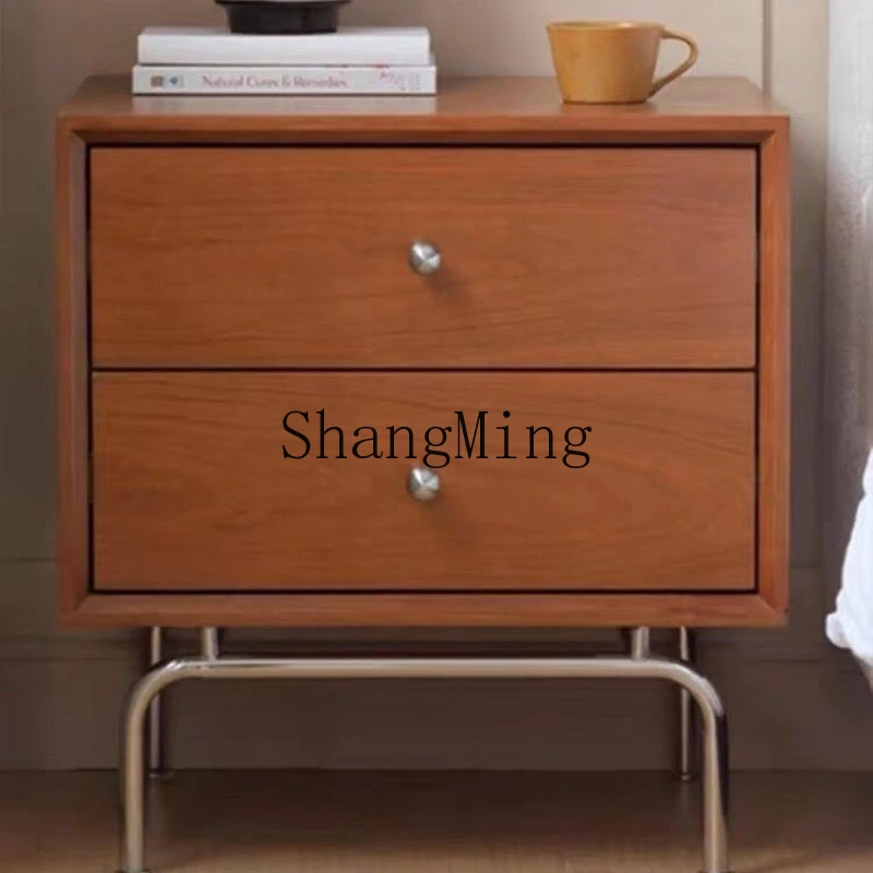 

ZYY solid wood bedside table, bedroom medieval storage locker, sofa side household small apartment storage cabinet