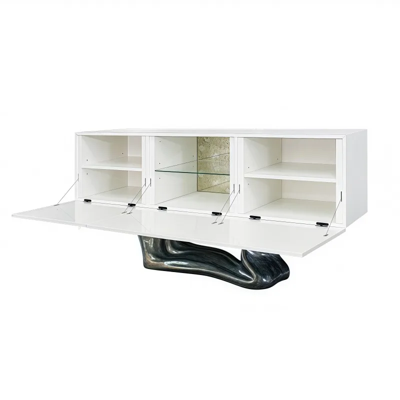 Retro paint dining side cabinet, solid wood entrance cabinet