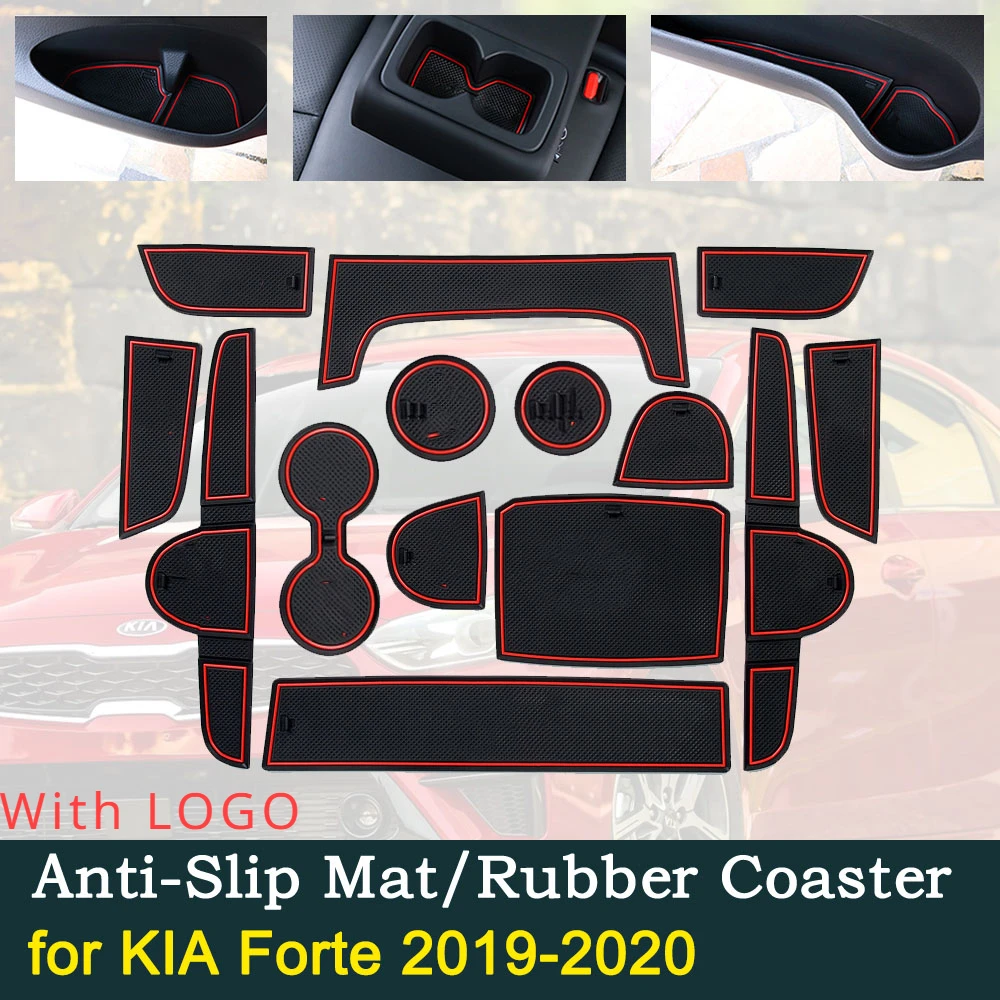 

Anti-slip Door Rubber Cup Cushion for KIA Forte 2019 2020 BD Cerato K3 Vivaro Hot Sale Red Groove Mats Car Interior Accessories
