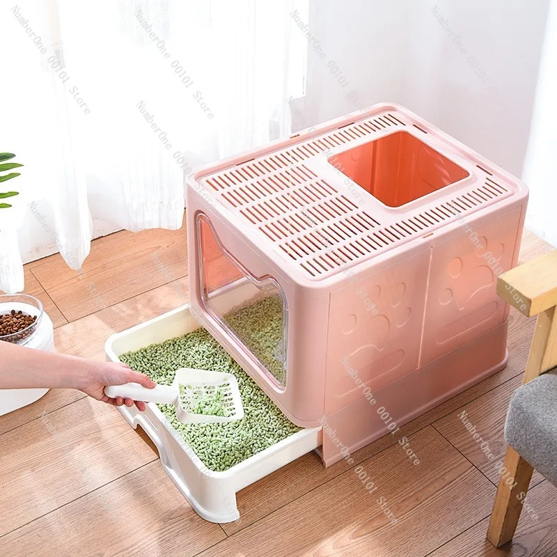 Extra-Large Stainless Steel Cat Litter Box, Drawer-Type Cat Toilet,Anti-Splash and Top-Out Design,Premium Quality Cat Litter Box