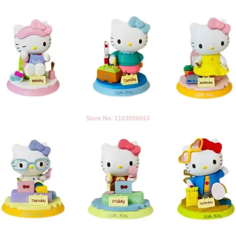 SANRIO HelloKitty อนิเมะชุดกล่องตาบอดชุดตุ๊กตาตุ๊กตาขยับแขนขาได้กล่องเซอร์ไพรส์โมเดลน่ารักของขวัญวันเกิดสำหรับเด็ก