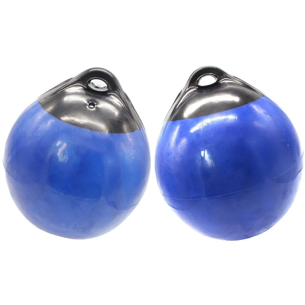 2Pcs Boat Fenders Ball Round Anchor Buoy, Dock Bumper Ball PVC Shield Protection Marine Mooring Buoys 10X12In,Blue