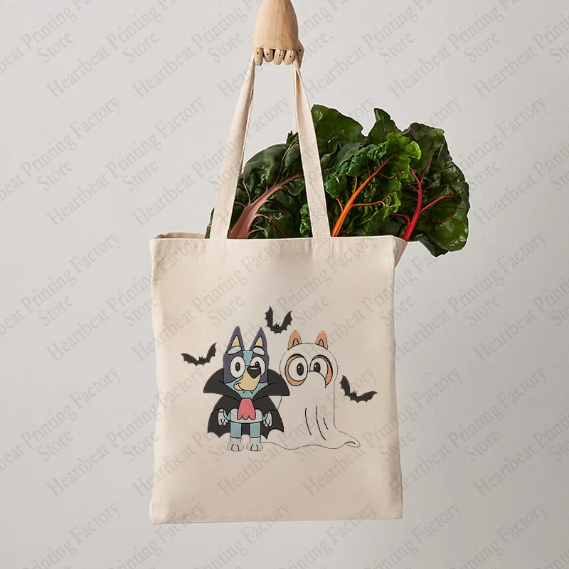 Halloween Party Ghost Bat Pattern Tote Bag Trick or Treat Handbag Portable Cookie Basket Kid Gift Happy Halloween Party Supplies