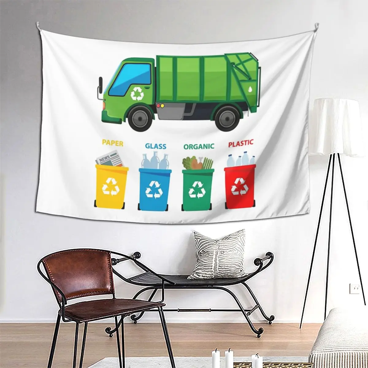 

Garbage Truck Design Trashtrucks Rubbish Collection Vehicles Tapestry Funny Wall Hanging Aesthetic Home Tapestries for Bedroom
