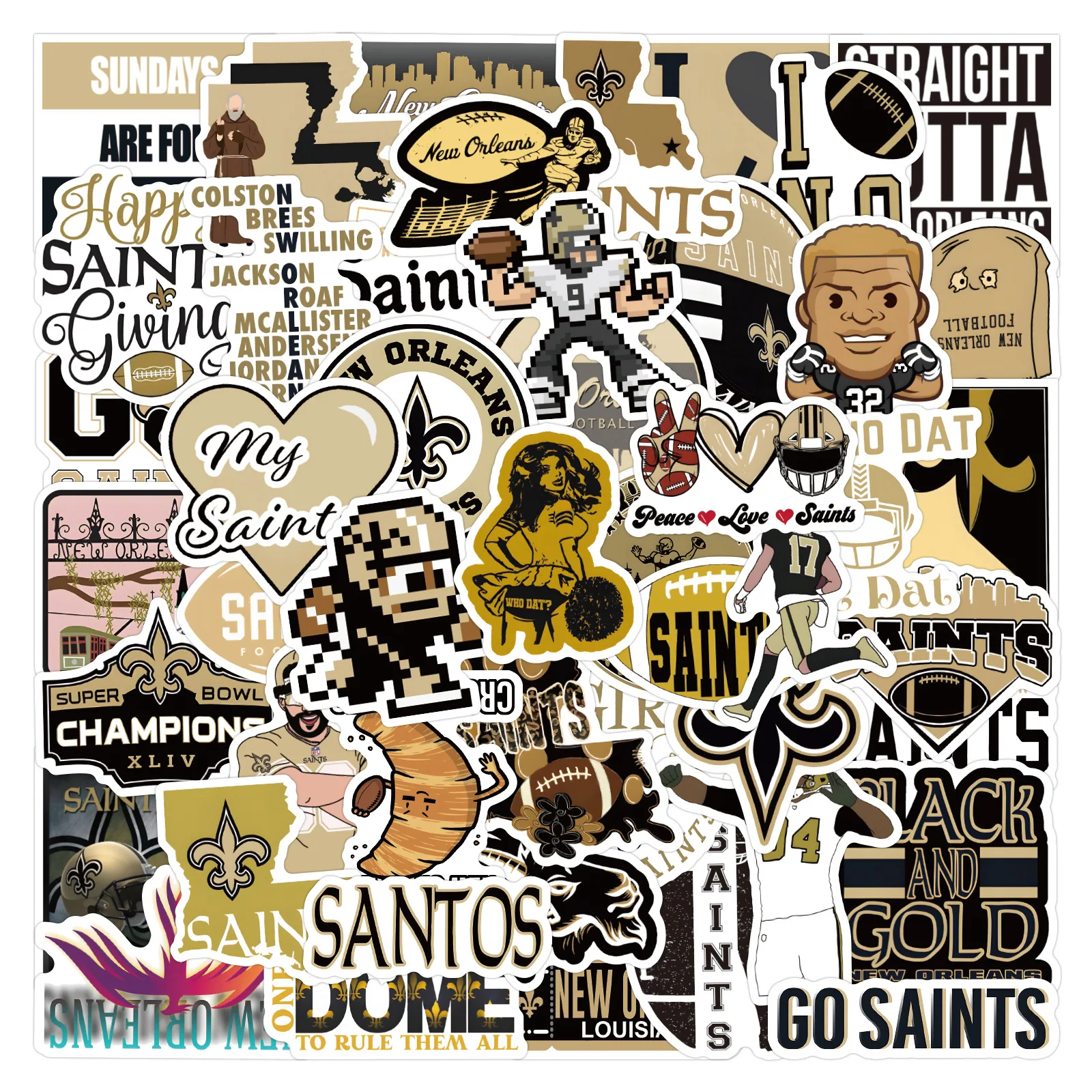 100PCS American Football New Orleans Saints Sticker Graffiti Stickers PVC Decal Luggage Laptop Waterproof Cool Kid Sticker Toys