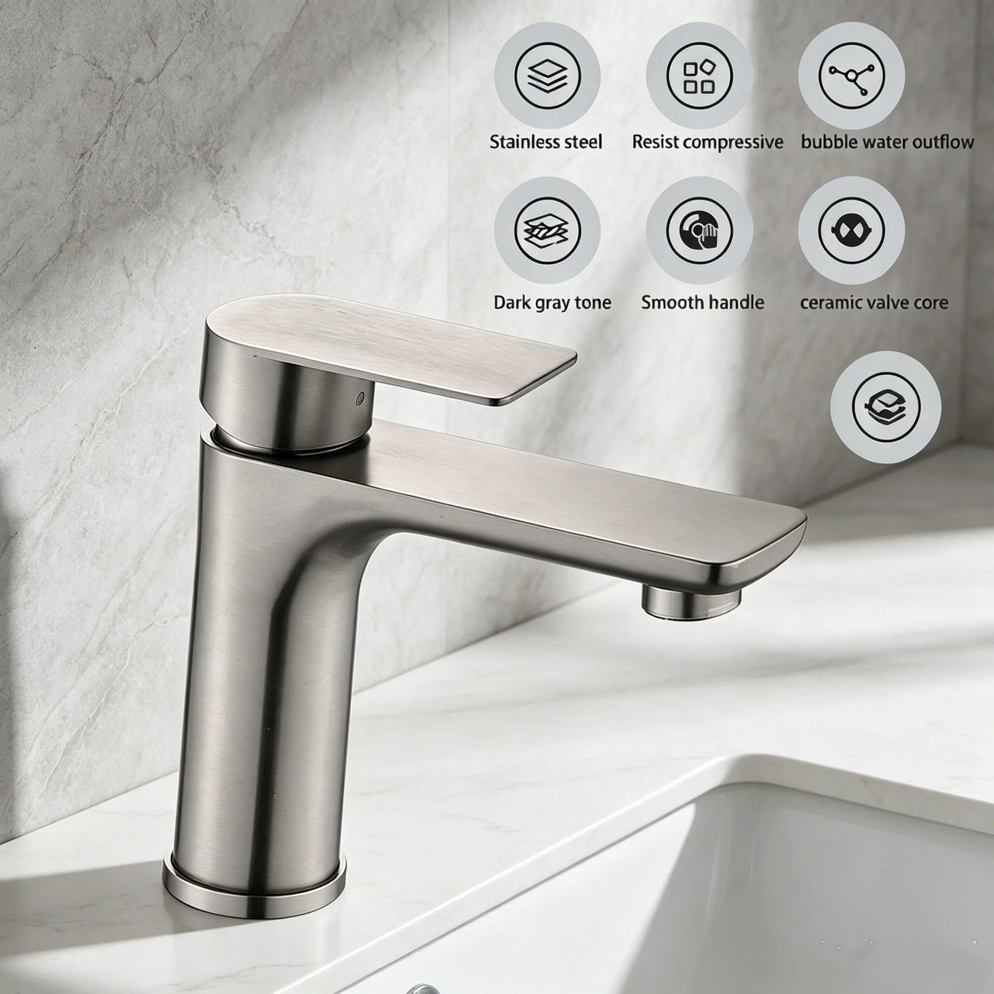 Home Outlet Bathroom - ﻿ ก๊อกน้ำสแตนเลสสำหรับห้องน้ำ 1 ชิ้น หัวก๊อกน้ำแบบรังผึ้ง ปรับอุณหภูมิร้อน-เย็นได้