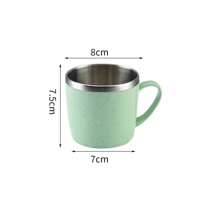 Double Walled Insulated Cups Wheat Straw Elements Coffee Mug Unbreakable Stainless Steel Inner Liner Jug Tea Office Water Mugs