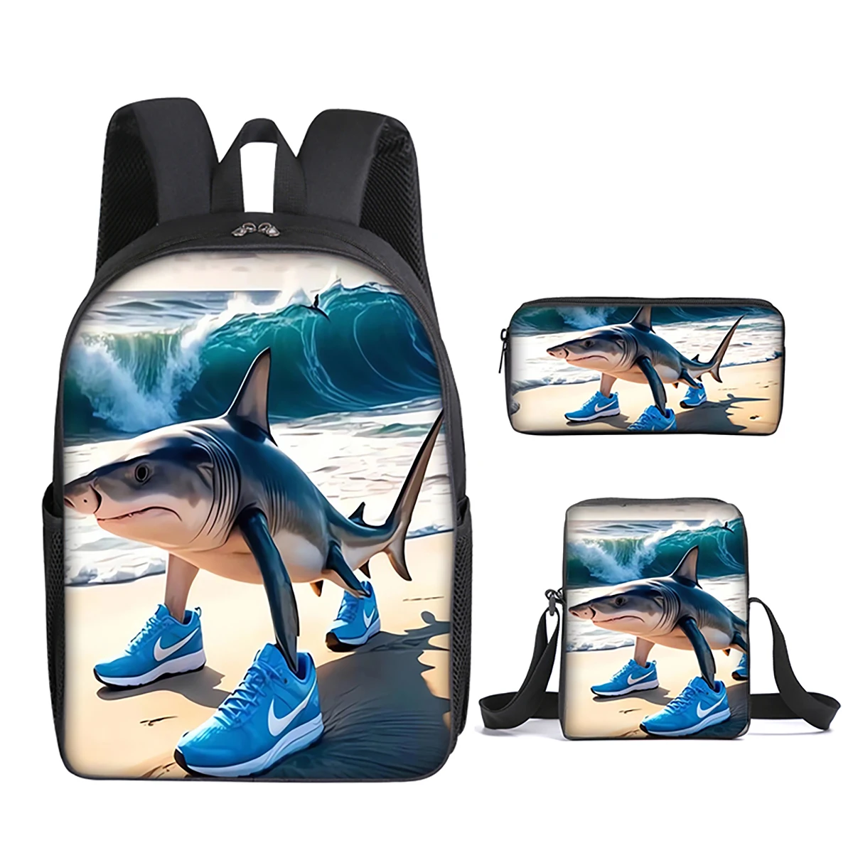 Italian Brainrot 3Pcs/Set Backpack With Messenger Bags ,Pencil Bags For Boy/Girls Best Gift 3D Cartoon Student School Bags