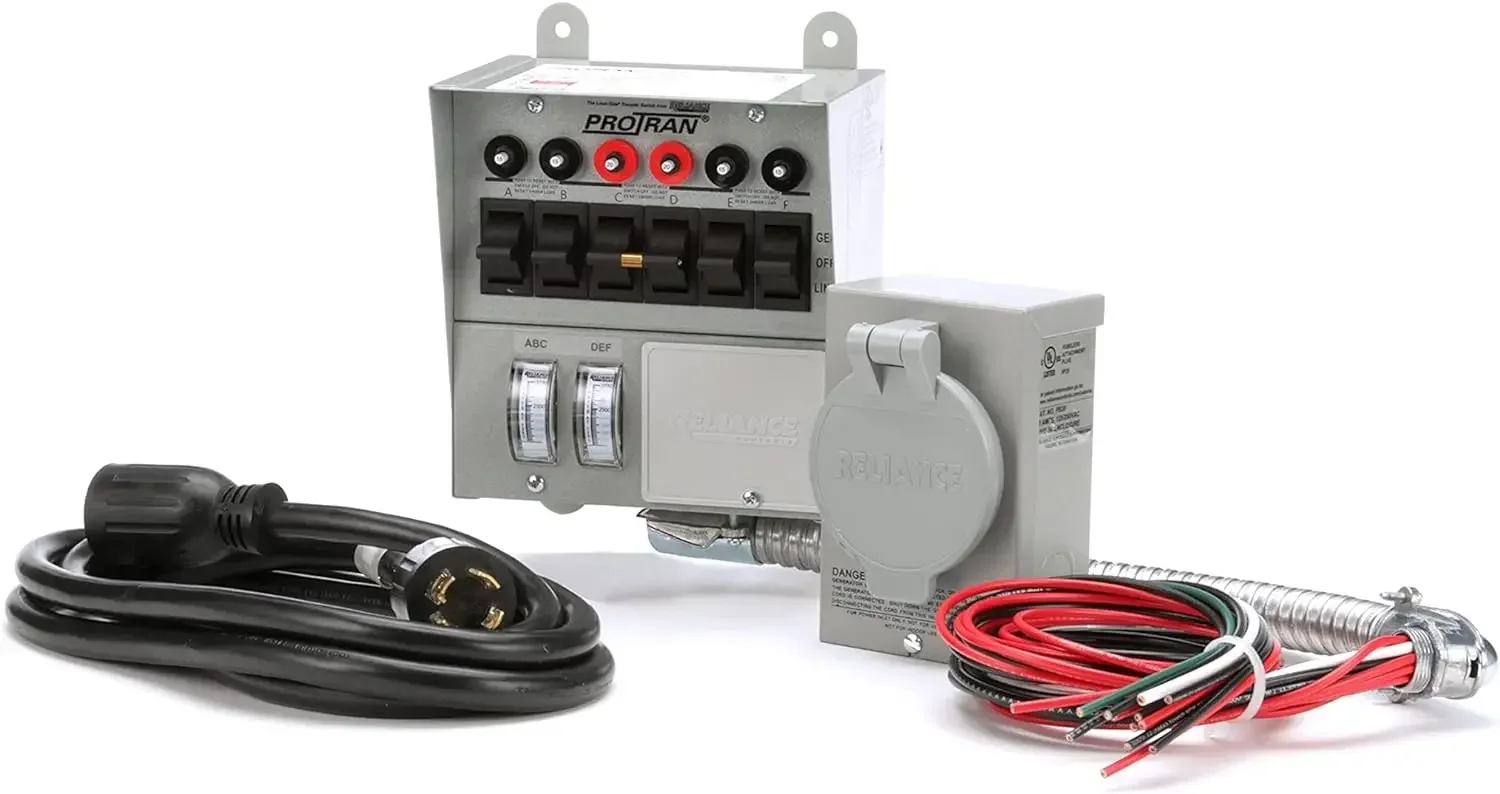 Reliance Controls Corporation 31406CWK 30 Amp 6-circuit Pro/Tran Transfer Switch Kit for Generators (7500 Watts).,Gray