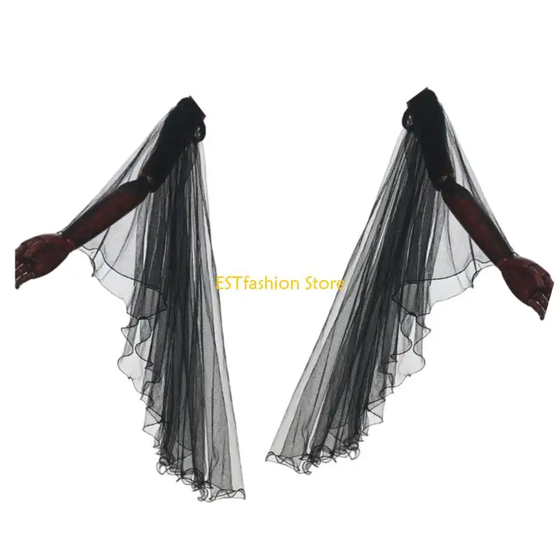 Y5GC VICTORIEN VICTORIAN Long Tulle Gants Sleeves détachables en mousseline mousseline pour fête mariage Renaissances