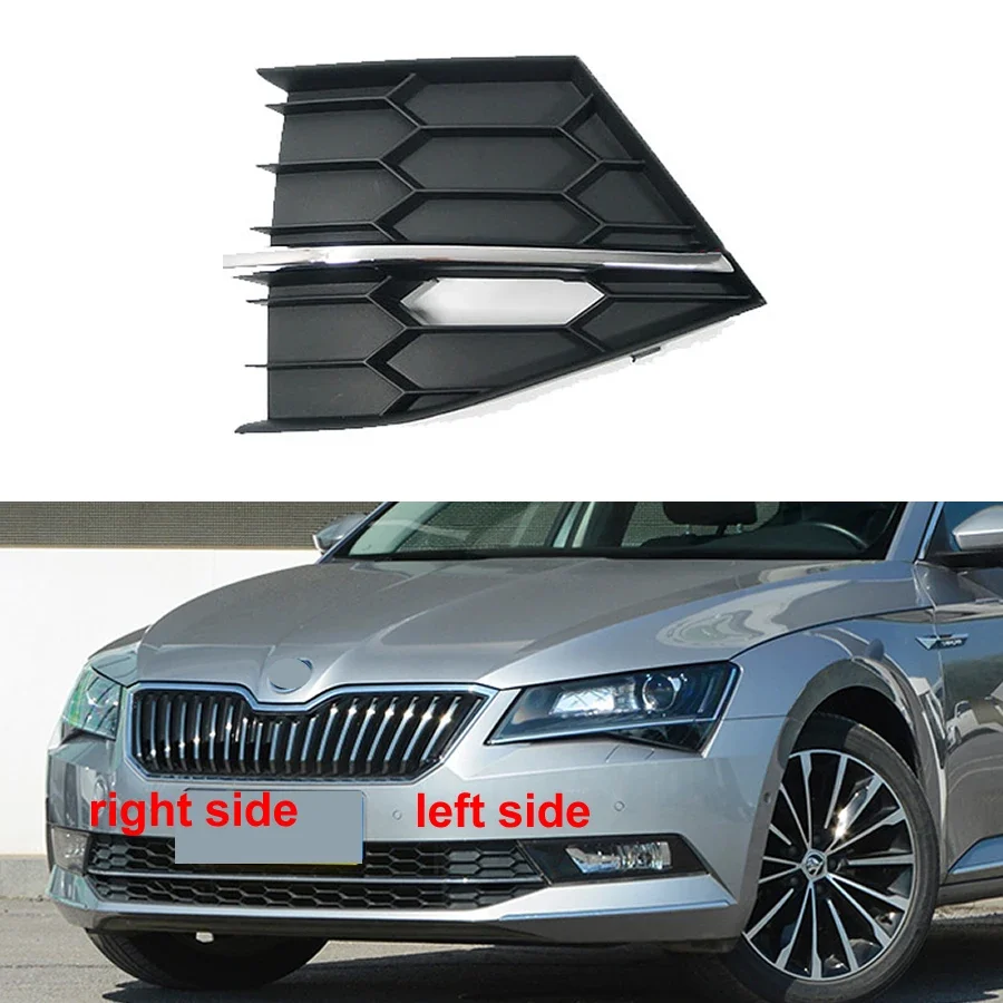 

For Skoda Superb 2016 2017 2018 Fog Lamp Frame Front Bumper Lower Grille Trims Panel with Bright Bar