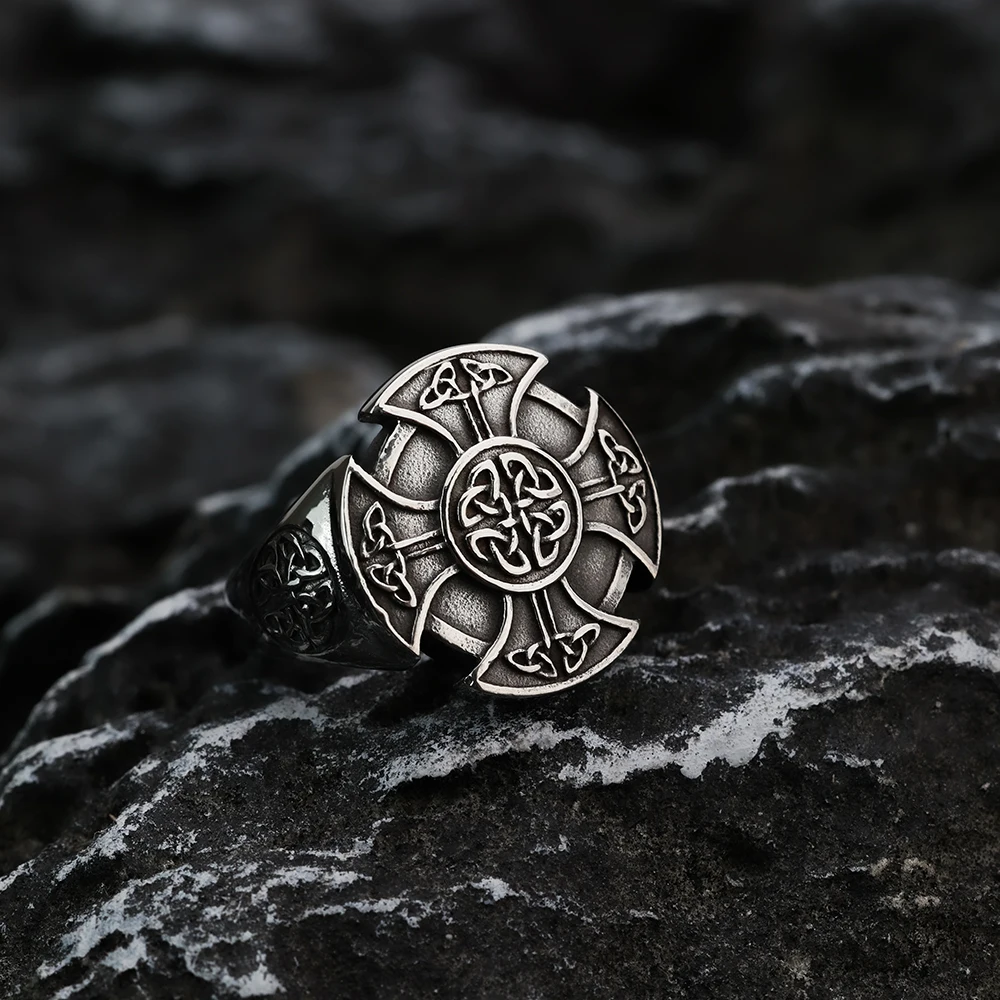 European and American style new cross Celtic knot titanium steel ring jewelry Nordic Viking stainless steel men\'s ring