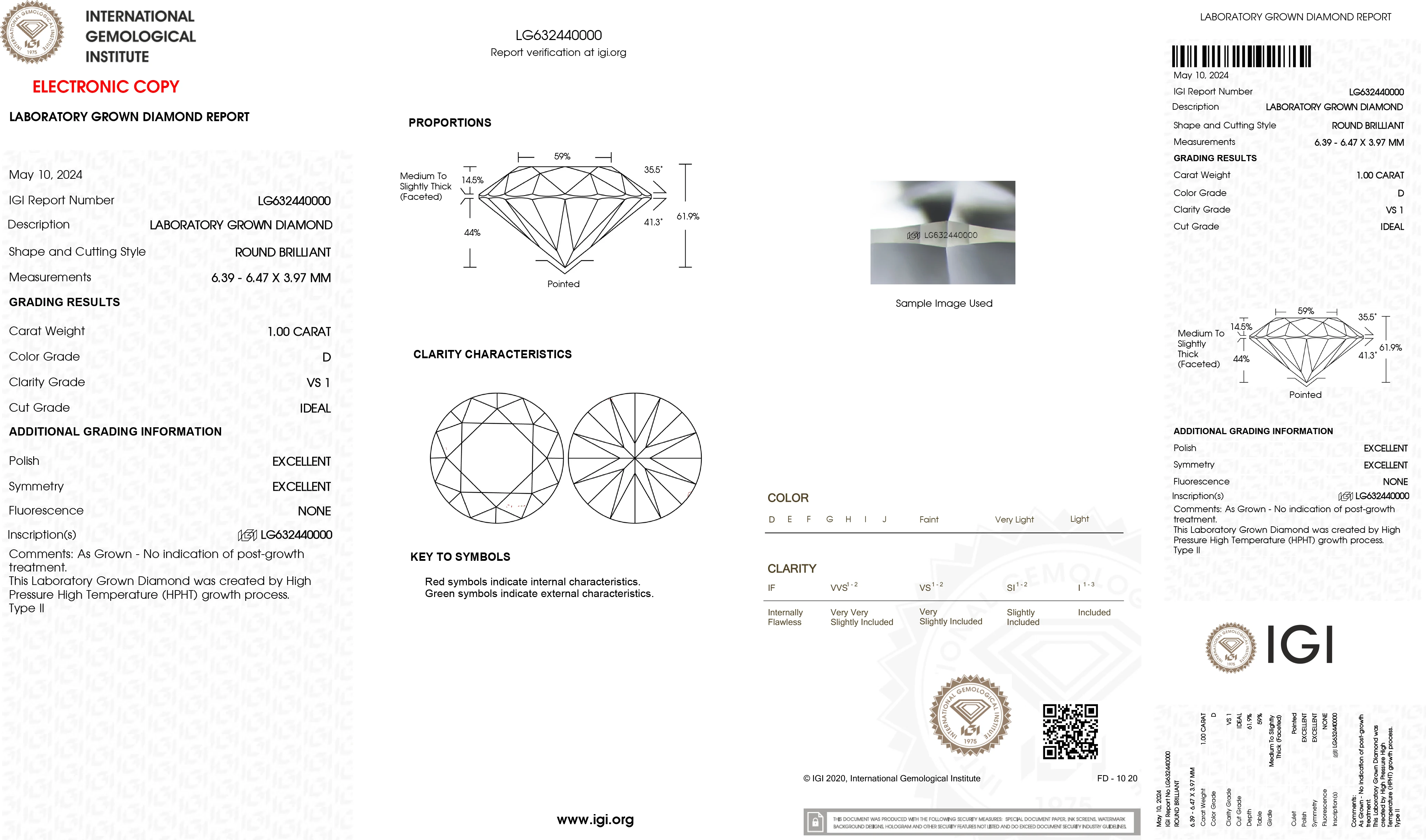 IGI Certificado Laboratório Crescido Diamante, Corte Redondo Ideal, D Cor VS1 Claridade, CVD HPHT Solto Diamante, 1 ct