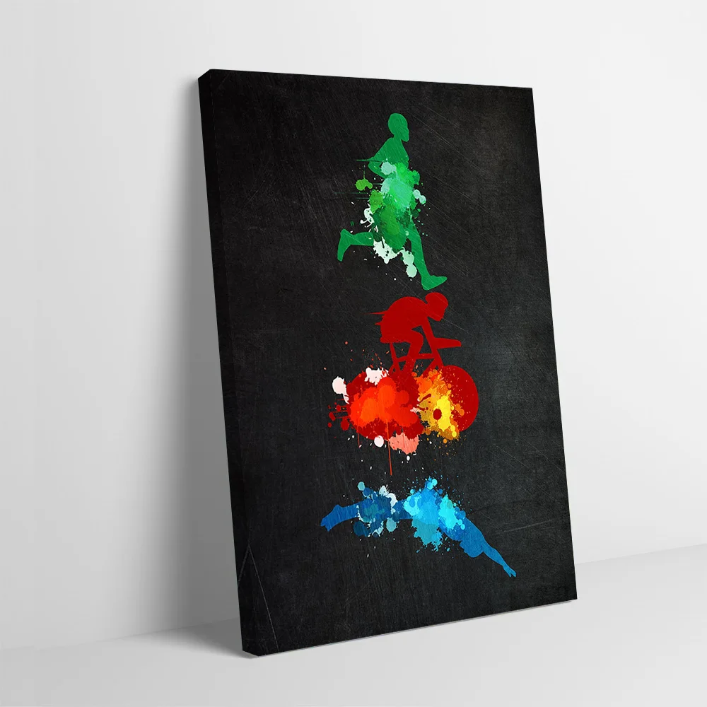 Póster de triatlón Swim Bike Run, pintura en lienzo impresa personalizable para imágenes, decoración artística de pared, decoraciones para el hogar, varita Deko