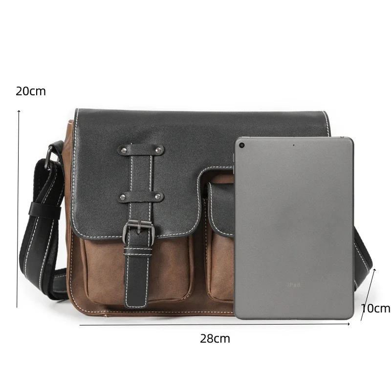Vintage Men's Crossbody Bags Fashion Brand Design Shoulder Messenger Bag Men Falp Pockets Crossbody Bag Leather Square Satchels