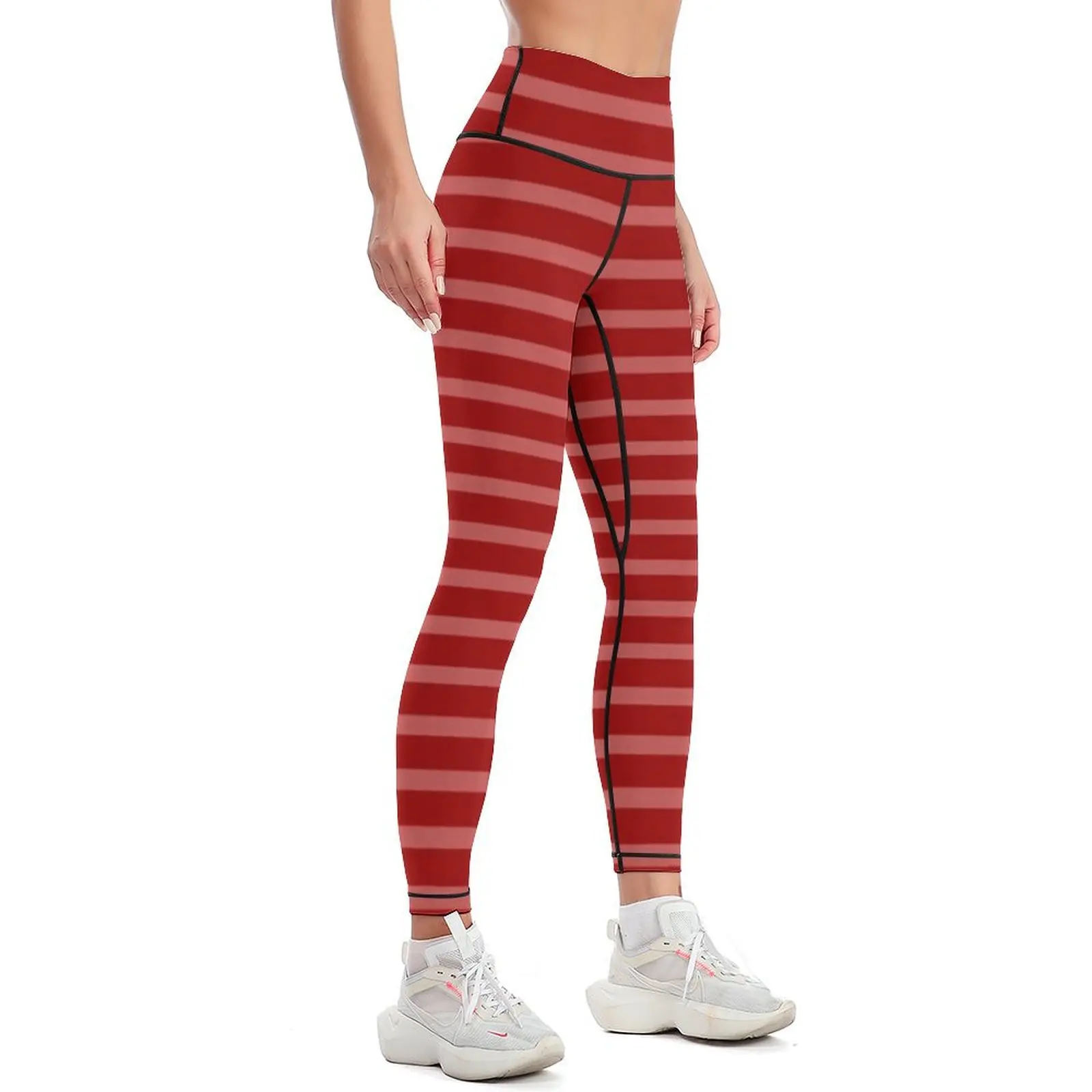 Red Horizontal Stripes Leggings sporty woman gym gym top gym womans Womens Leggings