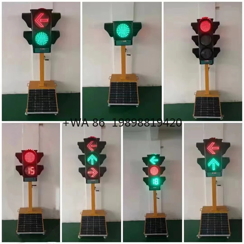 

Smart Mobile Solar Warning Durable PC Material Efficient Portable LED Traffic Lights LED Module Control System for Road Safety