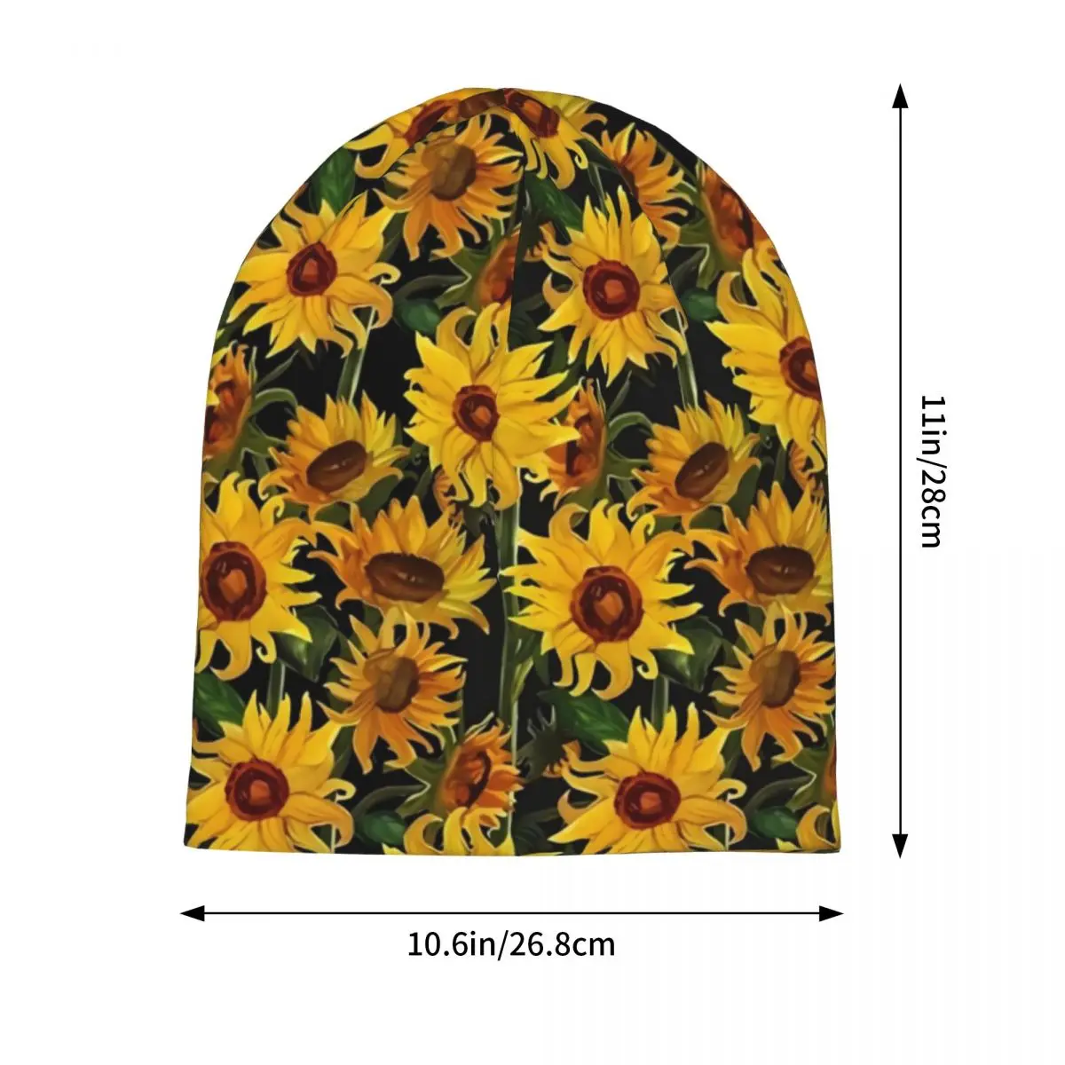 Sunflower Print Beanie Hats Yellow Flowers Vintage Caps Men Women Kpop Skullies Beanies Autumn Winter Design Warm Beanie Hats