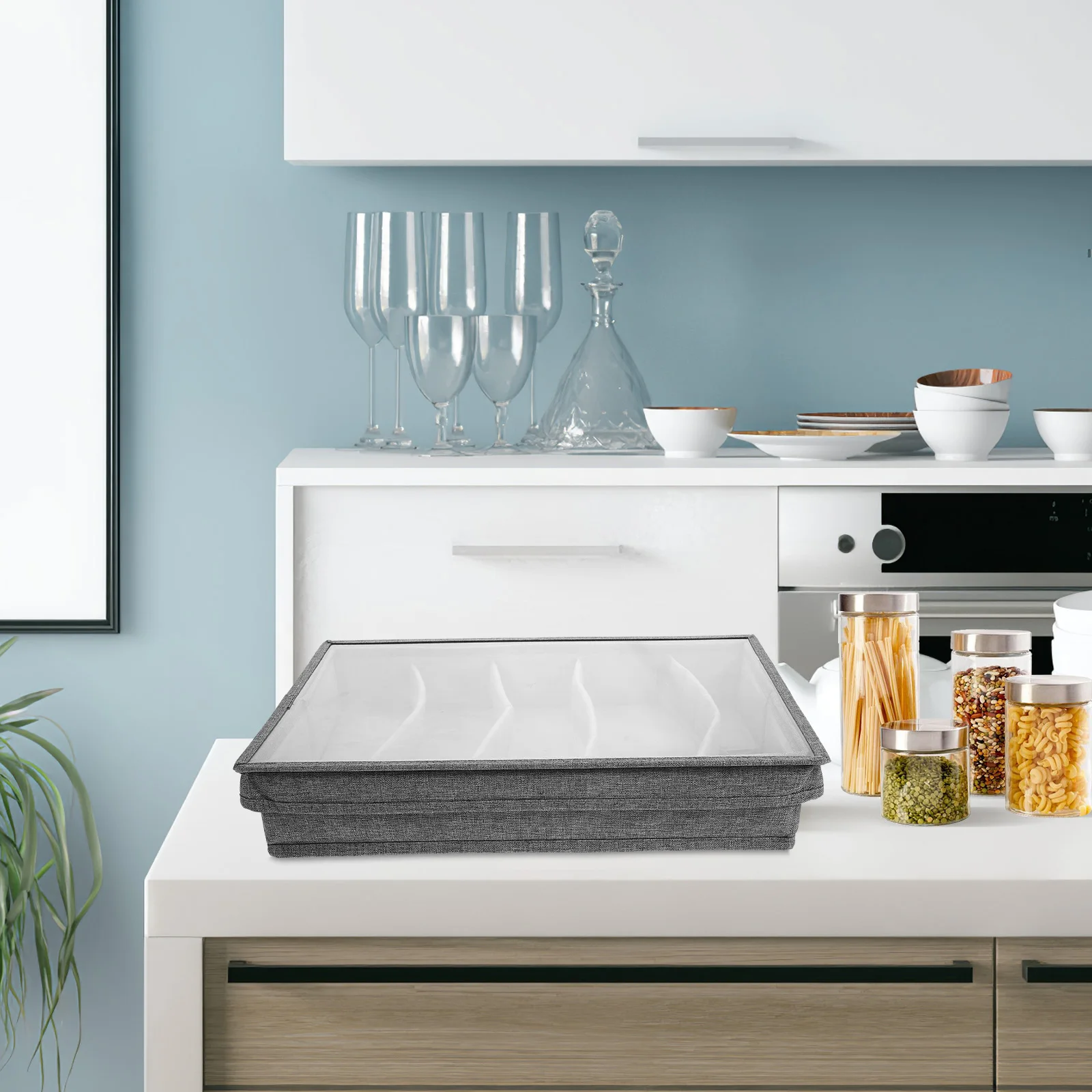 

Cutlery Storage Bag Detachable Foldable Portable Silverware Organizer Multi-Compartment Utensil Holder For Kitchen Travel Home