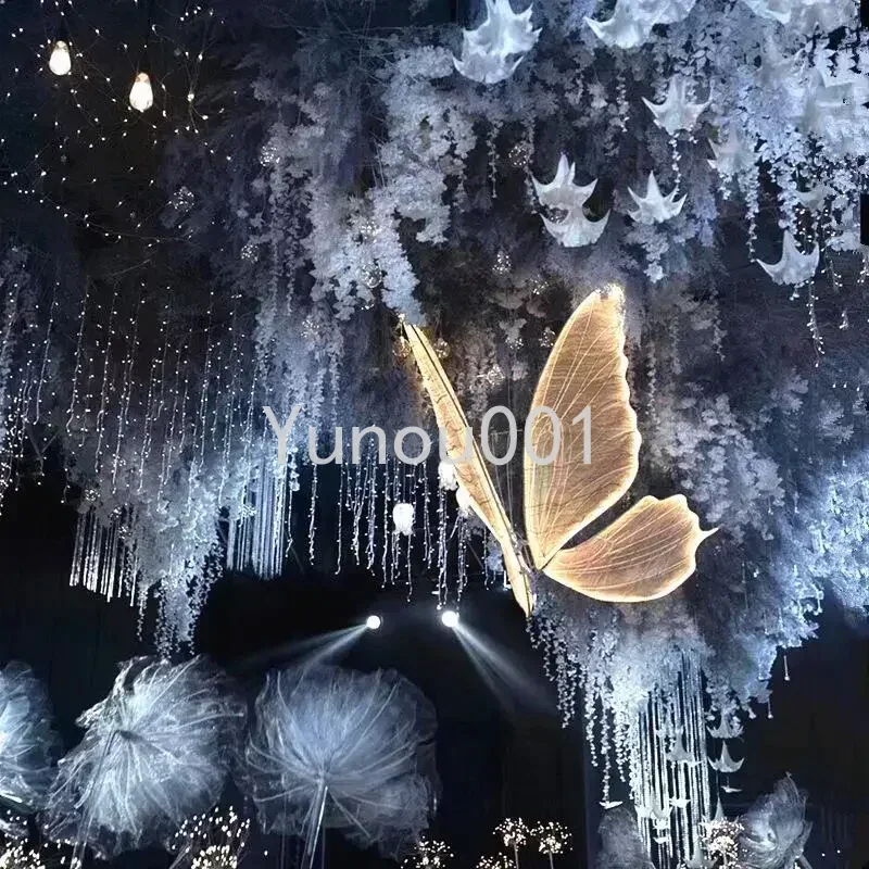 

Wedding Decor Light Butterflies LED Lace Ceiling Lamp Romantic Creative Butterfly Lamps Road Load Walkway on Party Stage Lights.
