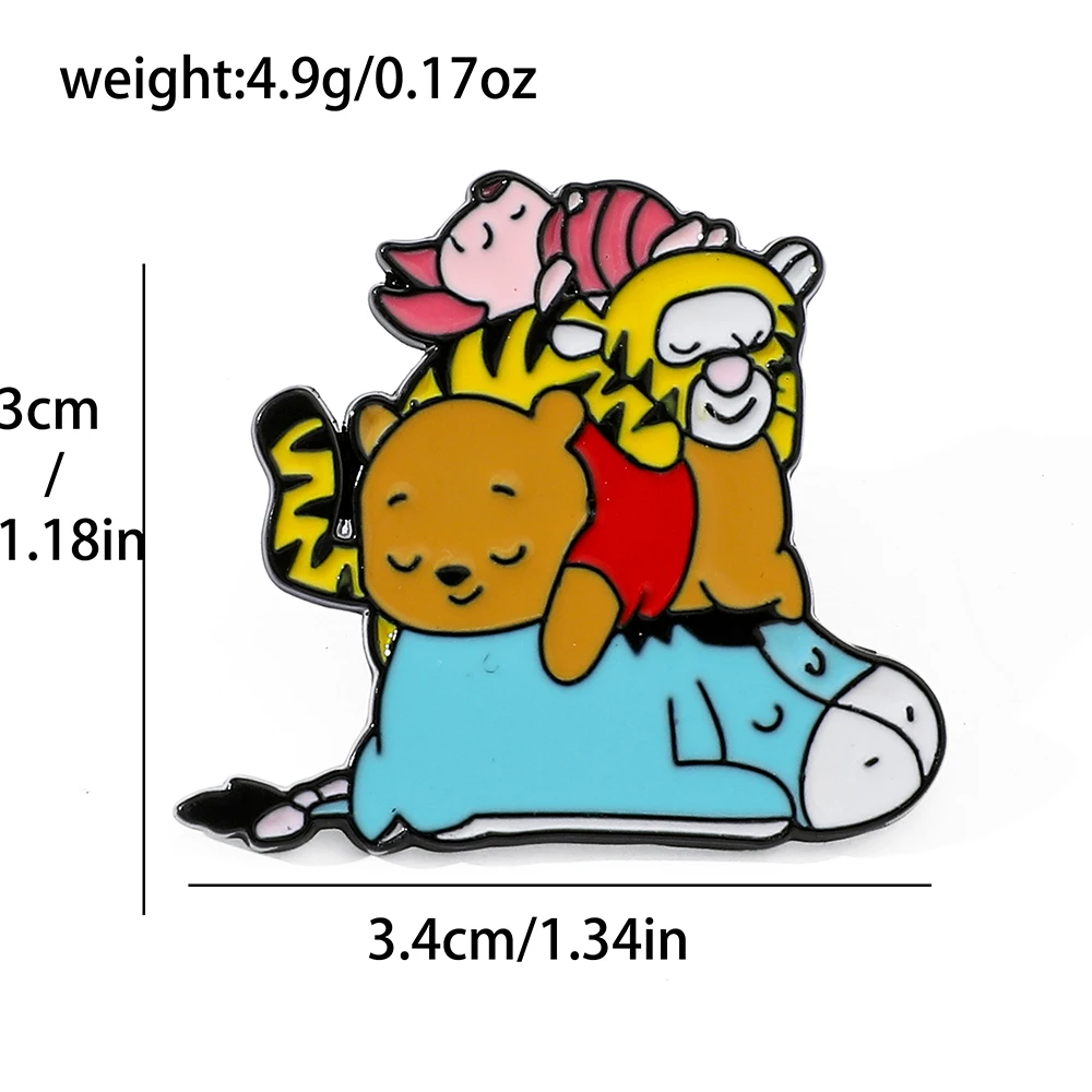 3 Pcs Cute cartoon creative personality European and American cartoon characters badge Winnie the Bear and Mickey Tigger brooch