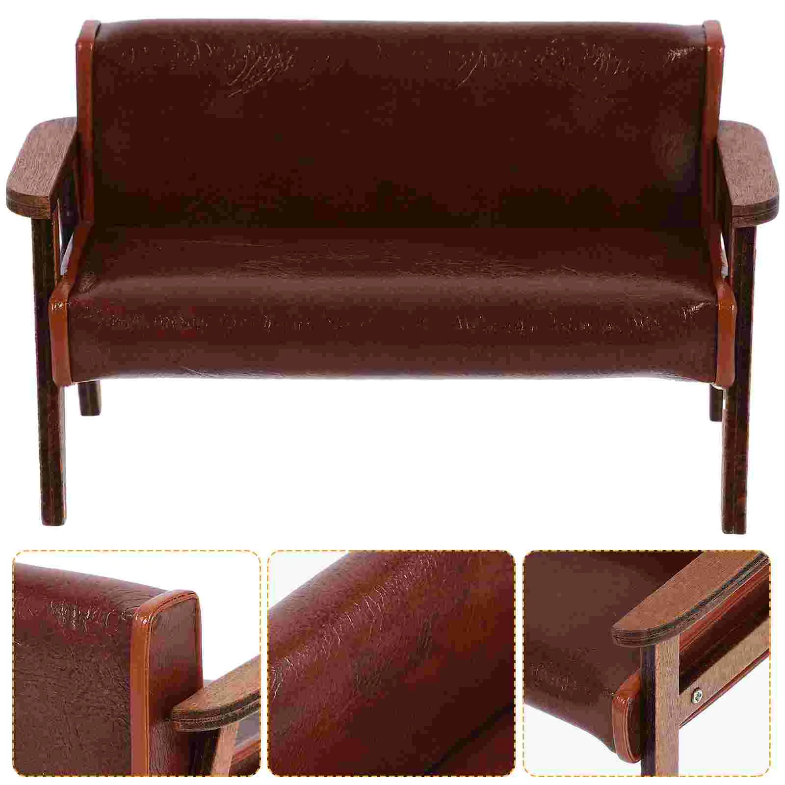 

Unfinished Dollhouse Furniture Miniature Armchair Couches Decorative Sofa Vintage Model Outdoor