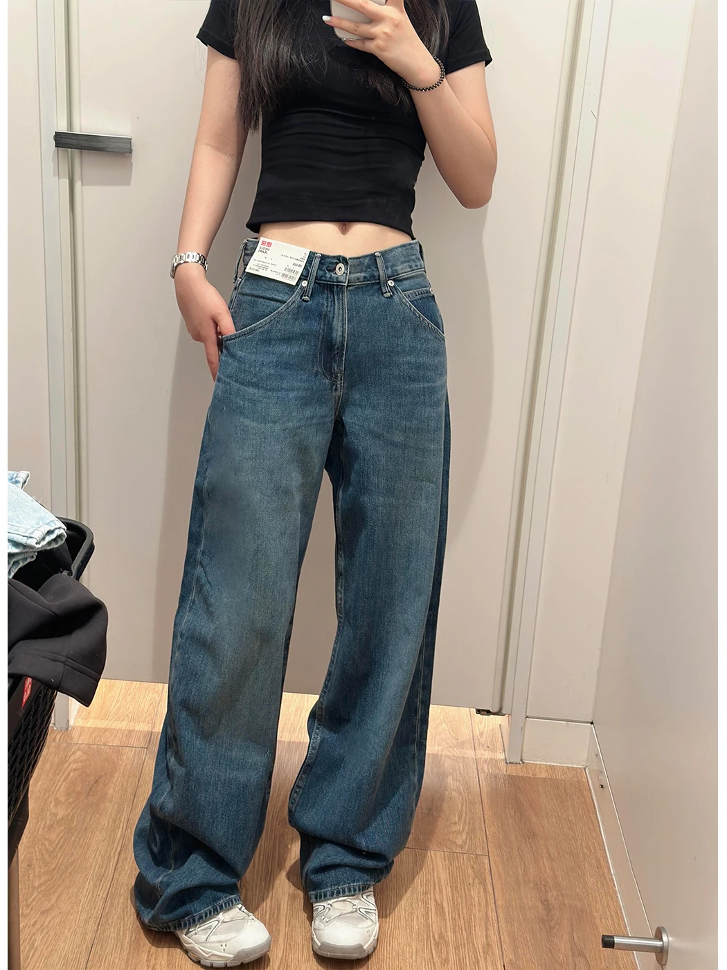

Мужские джинсы Cleanfit Deep Blue прямого кроя, американские широкие брюки в стиле High Street, струящиеся брюки с высокой талией, модные повседневные джинсы