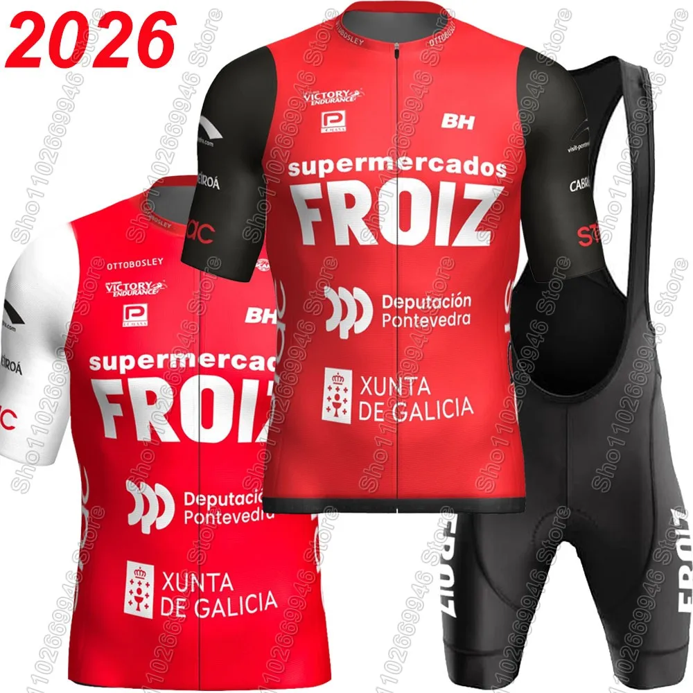 

Комплект велоформы G.D. Supermercados Froiz 2026: Джерси с коротким рукавом и шорты для шоссейного и горного велоспорта (Испания)