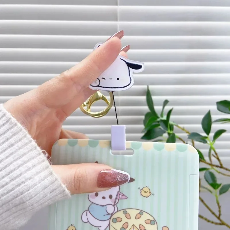 Sanrios Kuromi Cinnamoroll Purin Dog Borsa per tesserino Simpatico cartone animato My Melody Anime Porta badge credenziale ID studente Carta di credito