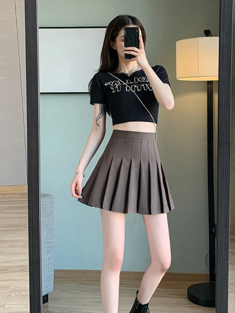 Pleated Skirts Women Mini A-line High Waist Summer Solid Classic All-match Simple JK Preppy Style Students Hot Girls Stylish