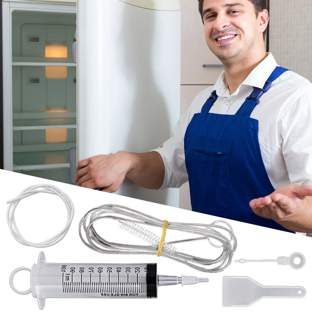 5 pz Kit di Draga per Frigo Flessibile Frigorifero Scrub Spazzola Riutilizzabile Pulito Scarico Uscita Strumento di Drago Pulizia Siringa Pala