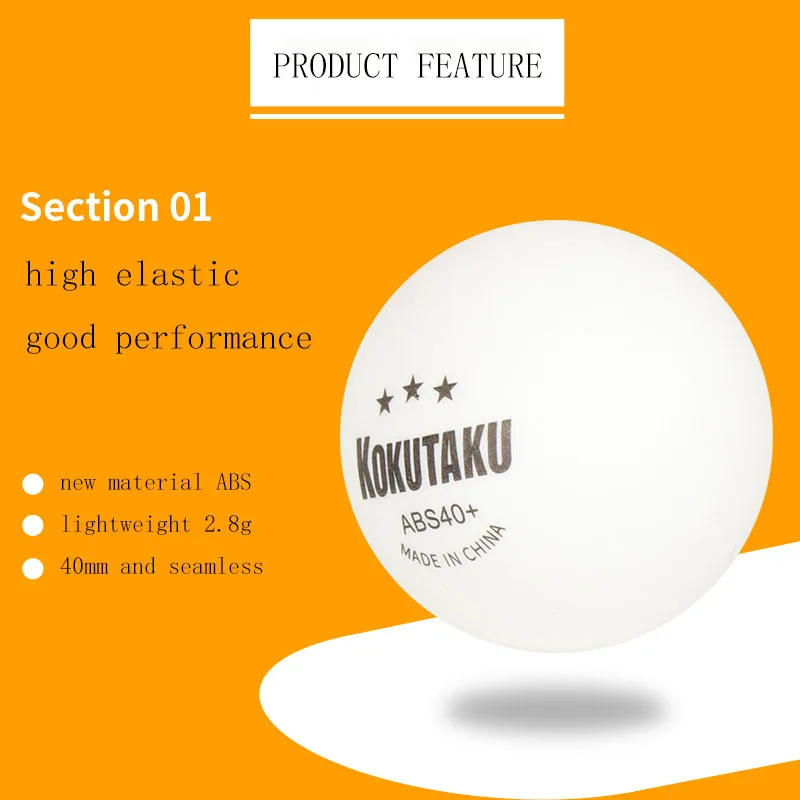 Kokutaku 3 Star Table Tennis Balls ABS40+ New Material Plastic Ping Pong Balls for Professional Game Training