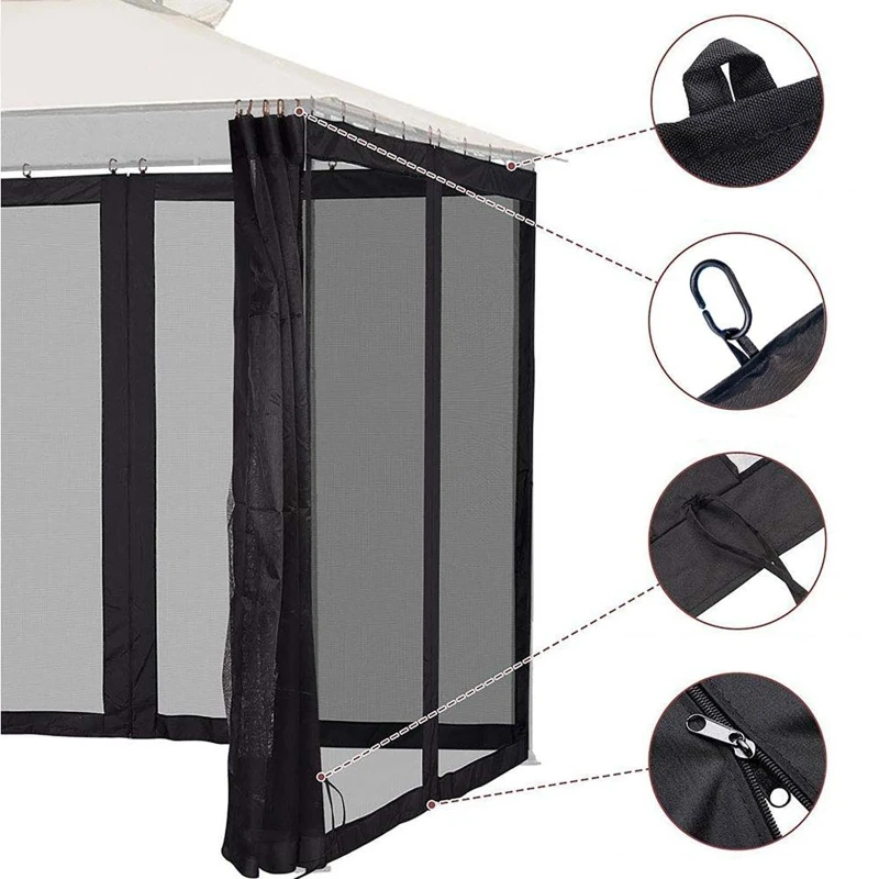 Imagem -05 - Gazebo-waterproof Four-door Open Mosquito Net Universal Cortina Netting Jardim Pavilhão Insect Net com Zíperes