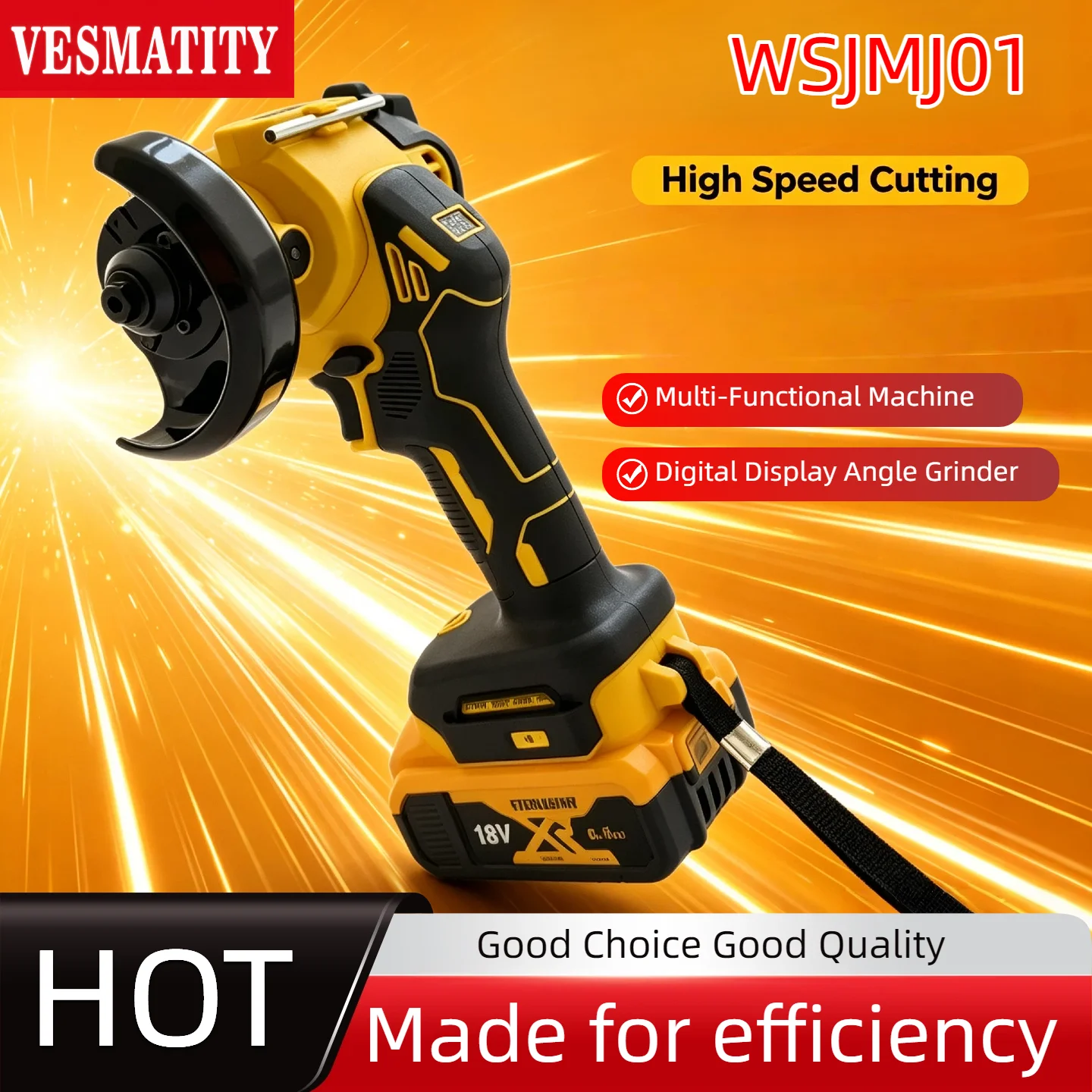 vesmatity-切断工具-デジタルディスプレイ-アングルグラインダー-研磨機-コードレス電動-デウォルトバッテリー対応-プロユニット
