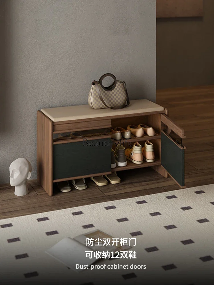 

1*Entry shoe change stool can sit black walnut entrance shoe cabinet