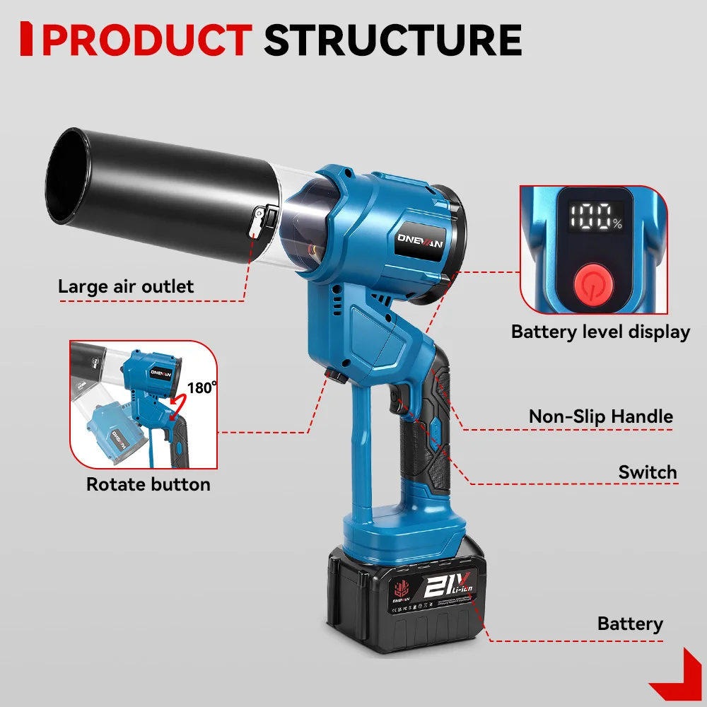 Bürstenloser 180er °   Elektrische Turbo Gebläse Air Jet Fan Blatt Cordless Sauber Staub Schnee Blasen Garten Power Tool Für Makita Batterie Pin