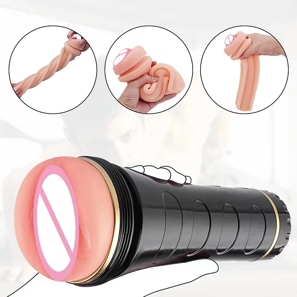 Flesh and LIght Male Masturbators Cup Realistic Silicone Artificial Vagina Pocket Pussy Male Masturbation Sex Toy For Men