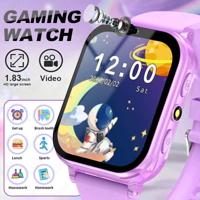 

LIGE Kid Digital Smart Watch Student Children LED Flashlight Audio Stories Video Camera Puzzle Game Smartwatch Boys Girls Clock